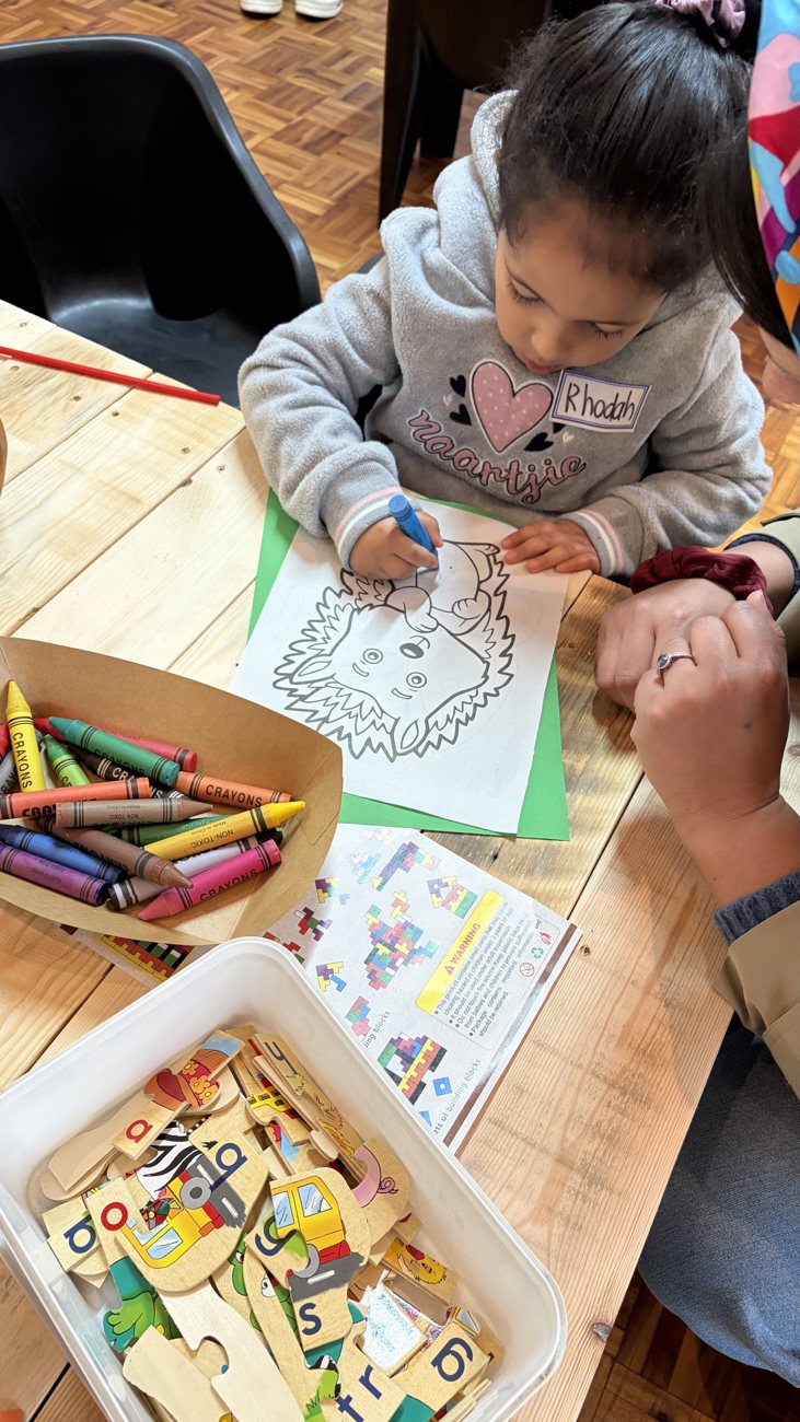Colouring and crafts on the table