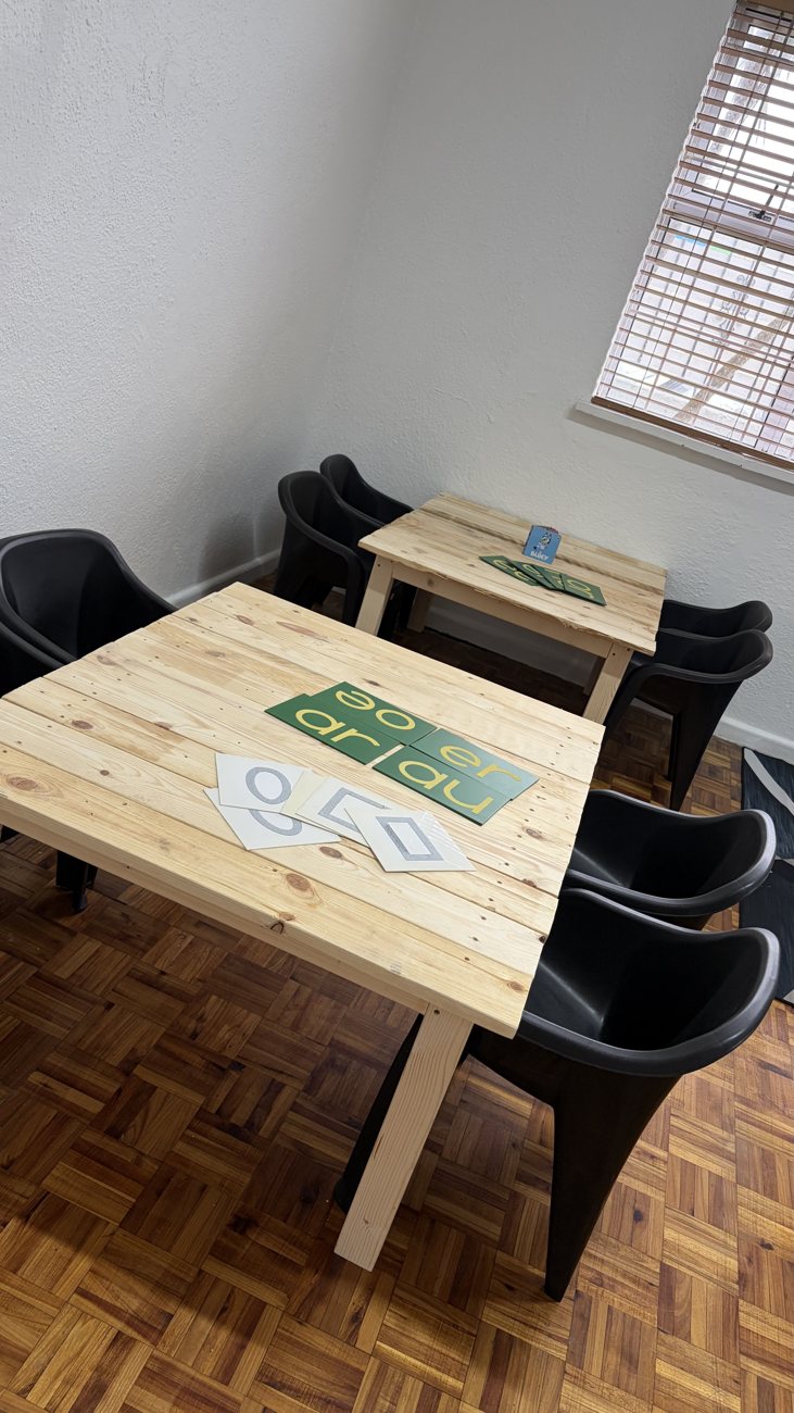 Letter cards laid out on a table