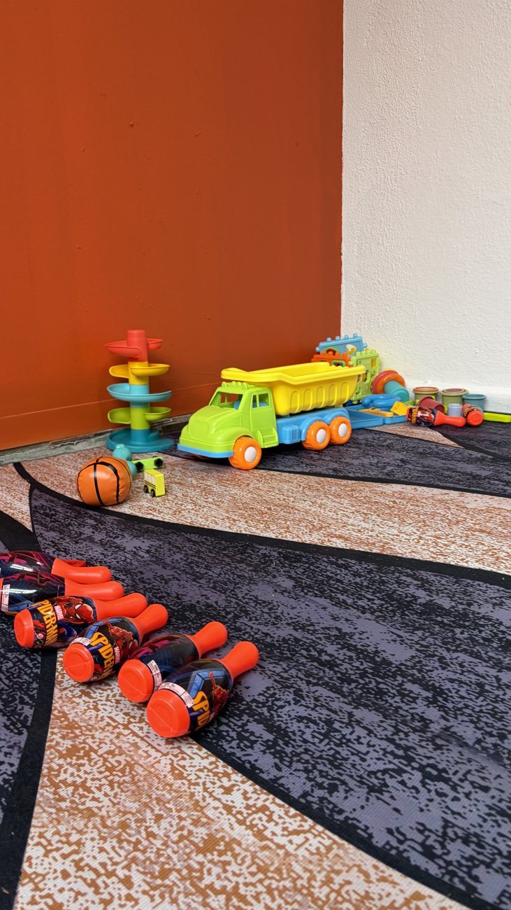 The toy corner in the orange room
